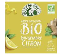 Set di 6 pezzi *** ELEPHANT infusione bio zenzero limone 20 bustine 34g*** o un formato cartone di 6 unità***