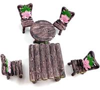 Set di 6 pezzi in miniatura con tavolo e sedie, kit di ornamenti per mobili da giardino fatato per casa delle bambole, decorazione per la casa, micro paesaggio, decorazione da giardino in miniatura