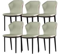 Set di 6 pezzi in pelle con tavolo da toeletta e sedie da pranzo in acciaio al carbonio, colore: grigio caffè