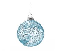 Set di 6 pezzi Palla di Natale in Vetro graniglia Celeste, cm. 8, by Paben