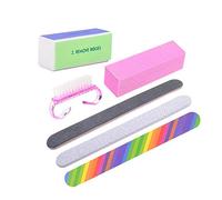 Set di 6 pezzi per manicure e unghie, spazzola resistente, lucidante, sabbia, per unghie, levigatura, gel UV, smalto per utensili, colore casuale