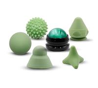 Set di 6 pezzi per sollievo dal dolore per terapia fisica, per rilassamento dei punti trigger, lacrosse, spiky, rullo manuale e palla montabile, palla per terapia dei nodi muscolari, per massaggio