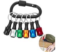 Set di 6 pezzi portachiavi porta punte per cacciavite portatile in lega di alluminio, con moschettone nero
