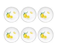 Set Di 6 Piatti AMALFI ZITRONEN Bianco Giallo D. 26Cm Porcellana EASY LIFE