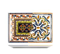 H&H Set 6 Piatti Rettangolari Positano In Stoneware Decorato Cm 30X20
