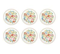 Set Di 6 Piatti Da Torta BOHO FLOWERS Fiori D. 19Cm Porcellana Easy Life