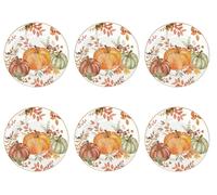 Set Di 6 Piatti Da Torta HARVEST Autunno Con Zucca D. 19Cm Porcellana Easy Life