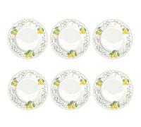 Set Di 6 Piatti FLEURS ET CITRONS Limoni 26,5Cm Porcellana Easy Life