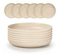 Set di 6 piatti piani indistruttibili, riutilizzabili, in plastica, 22,5 cm, sicuri e leggeri, piatti profondi da picnic, per insalata, pasta, feste, casa, campeggio, ufficio