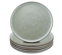 Set di 6 piatti piani per 6 persone, 27 cm, piccoli piatti in gres porcellanato, set da 6 pezzi, piatti da pranzo, antigraffio, set di piatti lavabili in lavastoviglie, piatti da colazione verde scuro