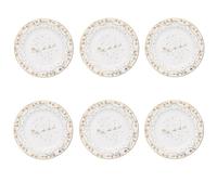 Set Di 6 Piatto Da Torta Di Natale CHRISTMAS LIGHTS Bianco Oro D. 19Cm EASY LIFE