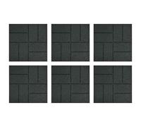 Set di 6 pietre per gradini da 40,5 x 40,5 cm, neri, quadrati in gomma per sentieri da giardino, pedane antiscivolo per terrazze e cortili