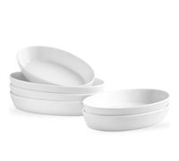 Set di 6 Pirofile da Forno Ovali in Ceramica, 340ML, 19 x 11,4 x 3,6cm, Ciotole in Porcellana per Creme Brûlée, Piatti da Forno per Lasagne Torta Casseruola Tapas