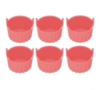 Set di 6 pirottini in silicone compatibili con friggitrice ad aria per muffin (rosso chiaro)