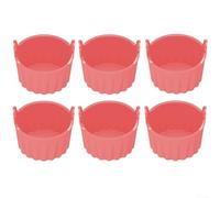 Set di 6 pirottini in silicone per friggitrice ad aria, ideali per muffin e uova, colore rosso chiaro