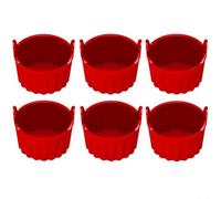 Set di 6 pirottini in silicone per friggitrice ad aria, resistenti al calore e non adatti per muffin, uova e cupcake (rosso)