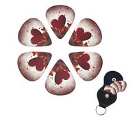 Set di 6 plettri per chitarra a forma di cuore con amore, double-face, personalizzati, con scatola portaoggetti, accessori per ukulele, per uomini e donne