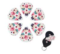 Set di 6 plettri per chitarra a forma di cupcake e cuori dolci, double-face, personalizzabili, con scatola portaoggetti, per ukulele, accessori per uomini e donne