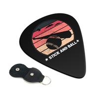 Set di 6 plettri per chitarra a forma di mazza da baseball vintage con custodia, adatti per chitarre elettriche e acustiche, 0,96 mm