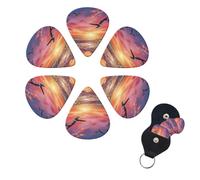 Set di 6 plettri per chitarra con gabbiano marino che volano sopra il cielo colorato set di plettri per basso personalizzati su entrambi i lati, con scatola portaoggetti, plettri per ukulele