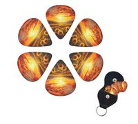 Set di 6 plettri per chitarra da sogno al tramonto di un campo di girasole, set di plettri per basso personalizzati su entrambi i lati, con scatola portaoggetti, plettri per ukulele, accessori per