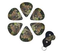 Set di 6 plettri per chitarra Jaguar Cat on Tree Tronco Cascata Set di plettri per basso personalizzati su entrambi i lati, con scatola portaoggetti, plettri per ukulele, accessori per uomini e donne