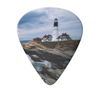 Set di 6 plettri per chitarra Lighthouse Beach con supporto, plettri per chitarra acustica e basso da 0,96 mm