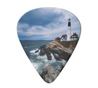 Set di 6 plettri per chitarra Lighthouse Beach con supporto, plettri per chitarra acustica e basso da 0,71 mm