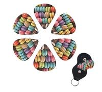 Set di 6 plettri per chitarra Macaron al gusto di biscotto per chitarra, set di plettri per basso su entrambi i lati, personalizzati, con scatola portaoggetti, plettri per ukulele, accessori per