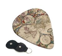 Set di 6 plettri per chitarra retrò con mappa del mondo, per chitarra acustica, chitarra elettrica, basso, ukulele - sottile, medio e spesso