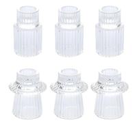 Set di 6 portacandele in vetro trasparente a coste per candele tealight e candele coniche, perfetti per tavoli di nozze e decorazioni per la casa