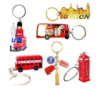 Set di 6 portachiavi a forma di autobus di Londra, 3D, portachiavi con apribottiglie souvenir dell'Inghilterra di Londra, Multicolore, Mix sizes