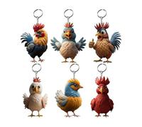Set di 6 portachiavi a forma di gallina a forma di gallina, come da foto, come descritto, Come nella foto., Taglia unica