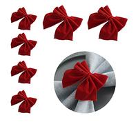 Set di 6 Portatovaglioli, Portatovaglioli con Fiocco Rosso, Portatovaglioli Natalizi, Porta Tovaglioli per Decorazioni per la Tavola di Nozze, Feste di Natale (Red)