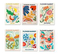 Set di 6 poster FLOWER MARKET - Elegante stampa artistica floreale A4 moderna decorazione da parete vintage senza cornice - poster di alta qualità per soggiorno, camera da letto, sala da pranzo