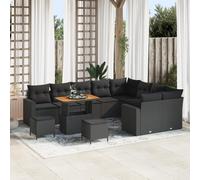 Set di 6 posti con cuscino resistente alle intemperie, resistente ai raggi UV e all'acqua, per terrazza, balcone o giardino, completamente nero, elegante design per un'atmosfera rilassata