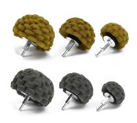 Set di 6 punte abrasive in tessuto non tessuto grigio e giallo,testina abrasiva per lucidare spazzola spugna abrasiva sagomata con manico da 1/4 pollici per collettore/alluminio/acciaio inossidabile
