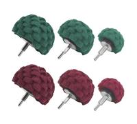 Set di 6 punte abrasive in tessuto non tessuto verde e rosso,testa abrasiva per lucidare, spugna abrasiva sagomata con manico da 1/4 pollici per collettore/alluminio/acciaio inossidabile/cromo ecc