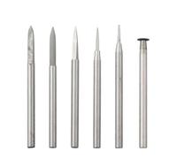 Set di 6 punte da trapano per intaglio del legno, per utensili rotanti, parti di ricambio per incisione con gambo da 2,35 mm/3,0 mm, compatibili con DREMEL e altri Power Carver, argento