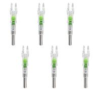 Set di 6 punte di freccia illuminate con LED verde, luci automatiche per frecce in carbonio e composte, diametro 6,2 mm, materiale PC a lungo termine, illuminazione istantanea al momento del colpo