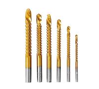 Set di 6 punte elicoidali per trapano, seghettate, scanalature, seghe a spirale, per legno, metallo, plastica, sega a tazza HSS