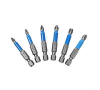Set di 6 punte per cacciavite, 50 mm, magnetiche, antiscivolo, per cacciavite Phillips Pozi, punte per trapano elettrico in acciaio temprato, accessori per utensili manuali PH1, PH2, PH3, PZ1, PZ2