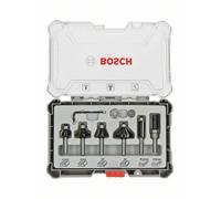 Set di 6 punte per fresatrice BOSCH, gambo da 6 mm, per rifinitura e bordatura.