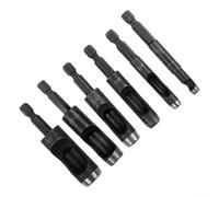Set di 6 punzoni per fori cavi, in acciaio al carbonio, per trapano elettrico, vinile, plastica, gomma, materiali da 3/16 1/4 5/16 3/8 7/16 1/2 pollici gambo esagonale (SKU)