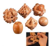 Set di 6 puzzle in legno per adulti e bambini, giocattolo intelligente 3D Lu Ban Lock, gioco tradizionale di logica Kong Ming per alleviare lo stress, coordinazione occhio-mano e stimolazione mentale