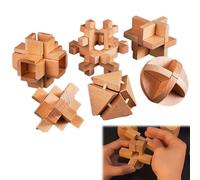 Set di 6 puzzle in legno per adulti e bambini, giocattolo intelligente 3D Lu Ban Lock, gioco tradizionale di logica Kong Ming per alleviare lo stress, coordinazione occhio-mano e stimolazione mentale