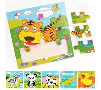 Set di 6 Puzzle in Legno per Bambini, 9 Pezzi Ciascuno - Giocattoli Educativi per 3-6 Anni