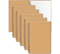 Set di 6 Quaderni a Spirale A5, 21x14cm 60 Fogli a Righe Marrone Copertina in Carta Kraft Quaderno Appunti Spiralato Blocco Note con Rilegatura a spirale per Appunti Regali Progetti di Scuola