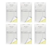 Set di 6 quaderni per ricevute, bianco e giallo, a 2 strati, senza carbone, numerazione sequenziale, 14,8 x 8,6 cm, per piccole imprese, negozi al dettaglio, venditori