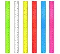 Set di 6 righelli in plastica da 30 cm, infrangibili, colorati, trasparenti, dritti, 30 cm, set di righelli lunghi e trasparenti, per bambini, scuola, regalo per ufficio